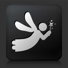 Black Square Button with Magic Fairy Icon