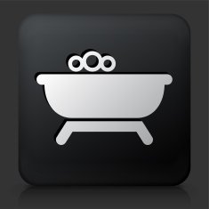 Black Square Button with Bubble Bath Icon
