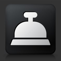 Black Square Button with Desk Bell Icon