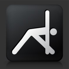Black Square Button with Yoga Stretch Icon N4