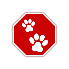 Animal Paw Print with stop sign - VECTOR
