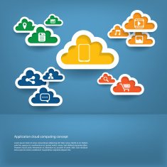 Cloud computing application concept with icons in the cloud and N2