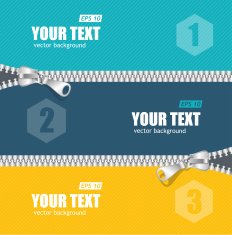 Vector realistic zippers banner 1 2 3 concept
