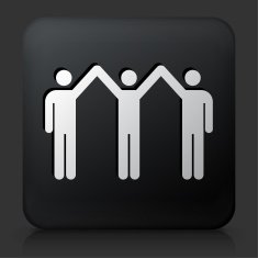 Black Square Button with Small Group Icon N5
