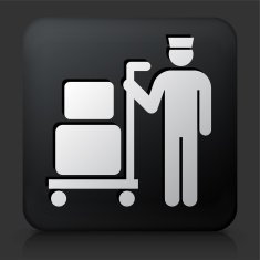 Black Square Button with Luggage Boy Icon