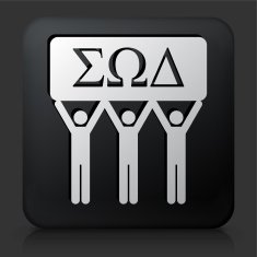 Black Square Button with Fraternity Sign Icon