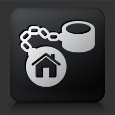 Black Square Button with Home Ball & Chain