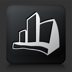 Black Square Button with Buildings Icon N8