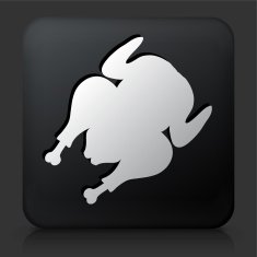 Black Square Button with Cooked Poultry
