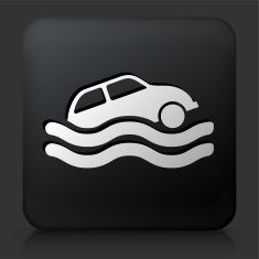 Black Square Button with Car Sinking Icon