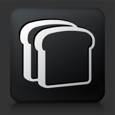 Black Square Button with Bread Slices Icon