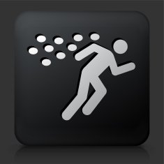 Black Square Button with Running From Bees