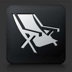 Black Square Button with Beach Chair Icon N2