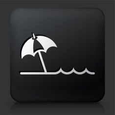Black Square Button with Beach Icon