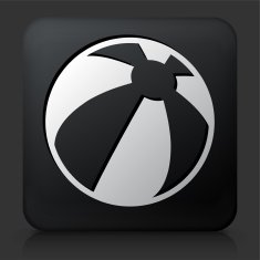 Black Square Button with Beach Ball