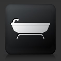 Black Square Button with Bathtub Icon