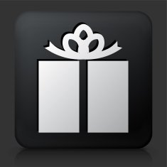 Black Square Button with Wrapped Present