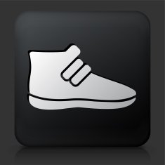 Black Square Button with Basketball Sneaker