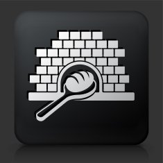 Black Square Button with Baking Bread Icon