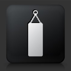 Black Square Button with Punching Bag Icon N2