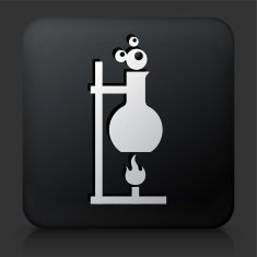 Black Square Button with Heating Flask Icon