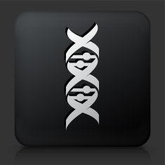 Black Square Button with DNA Icon N2
