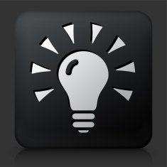 Black Square Button with Lightbulb Icon N2
