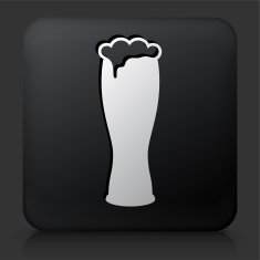 Black Square Button with Beer Glass