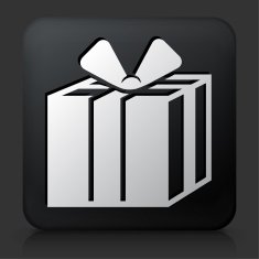 Black Square Button with Gift Box Icon N2