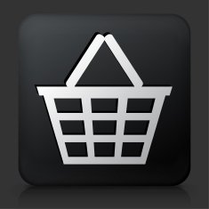 Black Square Button with Laundry Basket Icon