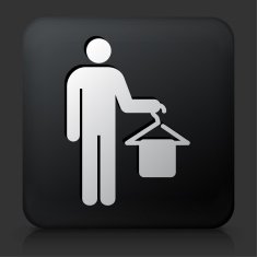 Black Square Button with Holding Clothes Hanger Icon