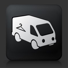 Black Square Button with Laundry Car Icon