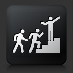 Black Square Button with Steps to Success Icon