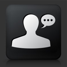Black Square Button with Male Communication Head