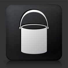 Black Square Button with Bucket Icon