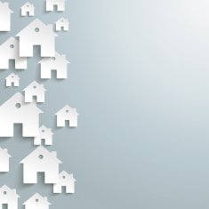 White Paper Houses Side Background