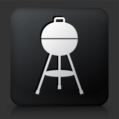 Black Square Button with Closed Grill