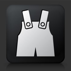 Black Square Button with Baby Overalls