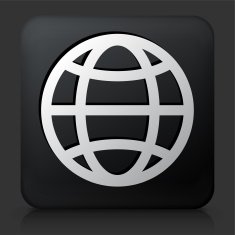 Black Square Button with Globe N4