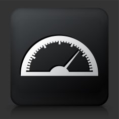 Black Square Button with Speedometer Icon
