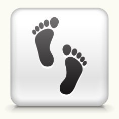 White Square Button with Foot Prints Icon