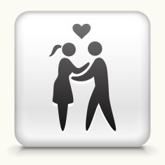 White Square Button with Loving Couple Icon