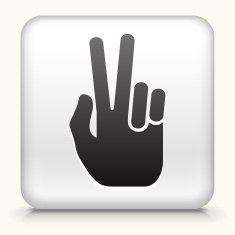 White Square Button with Two Fingers