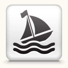 White Square Button with Sailboat Icon