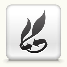 White Square Button with Leaves and Arrows