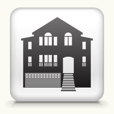 White Square Button with House Icon