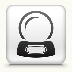 White Square Button with Snow Globe