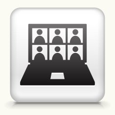 White Square Button with Laptop Screen and Candidates