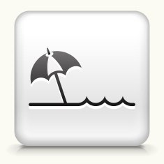 White Square Button with Beach Icon