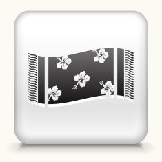 White Square Button with Beach Towel Icon